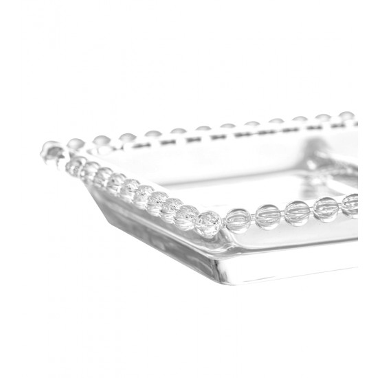 Petisqueira 29,5cm Por 12,8cm Pearl Em Cristal Ecológico Wolff Com 3 Divisões